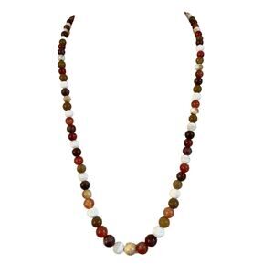 Multi-Color Neutrals Beaded Long Necklace